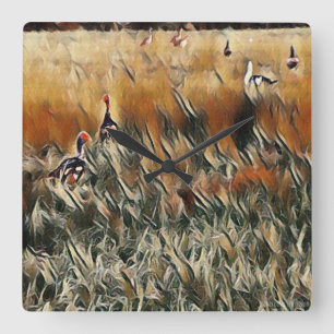 Gänse und Enten streifen umher Kunst Quadratische Wanduhr