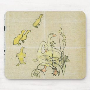 Gänse und Gänschen (w/c u. Tinte auf Papier) Mousepad