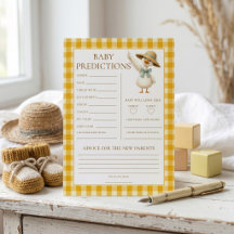 Gänse-Vorhersagen Gelbe Gingham-Baby-Party-Karte