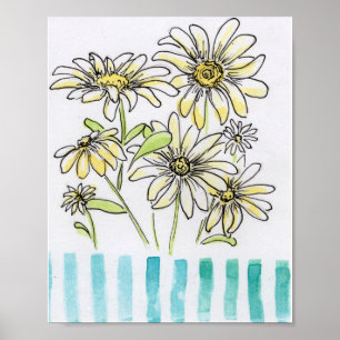 Gänseblümchen-Aquarelle Poster