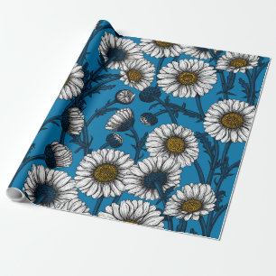 Gänseblümchen auf Blau Geschenkpapier