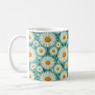 Gänseblümchen auf einem weichen blauen Hintergrund Kaffeetasse
