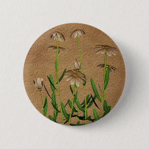Gänseblümchen auf gealtertem Papierblumen Button
