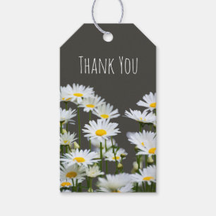 Gänseblümchen auf Grau Danke Benutzerdefiniert Geschenkanhänger
