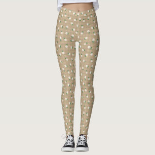 Gänseblümchen auf Karo (kleine Größe) Braun Leggings