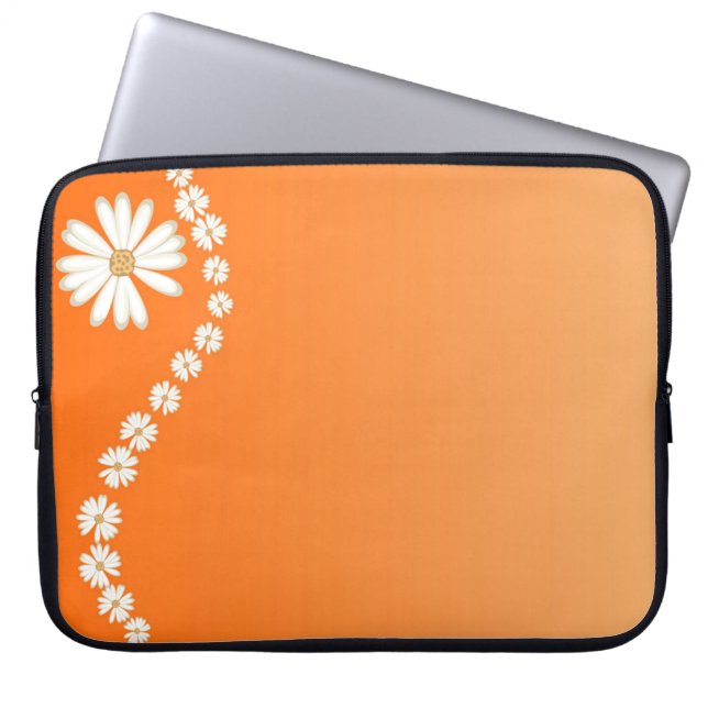Gänseblümchen auf orange Laptop-Computer Hülse Laptopschutzhülle (Vorderseite)