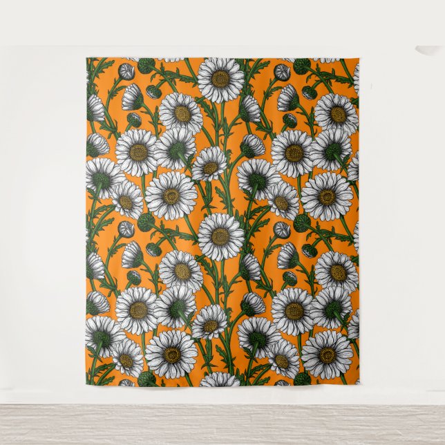 Gänseblümchen auf orange wandteppich (Vorderseite)