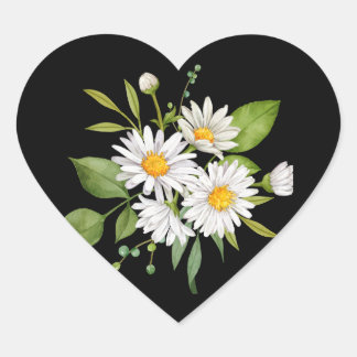 Gänseblümchen auf schwarzem Hintergrund Sticker