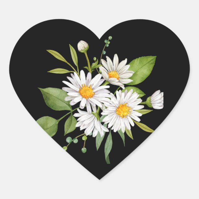 Gänseblümchen auf schwarzem Hintergrund Sticker (Vorderseite)
