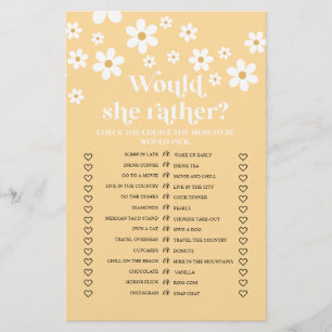 Gänseblümchen-Baby-Party 'Würde sie eher' Spiel Fl Flyer