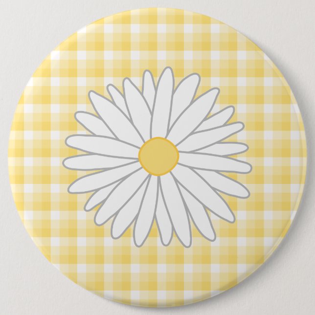 Gänseblümchen-Blume in Gelbem und im Weiß Button (Vorderseite)