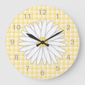 Gänseblümchen-Blume in Gelbem und im Weiß Große Wanduhr