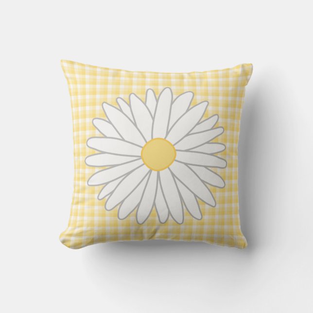 Gänseblümchen-Blume in Gelbem und im Weiß Kissen (Vorderseite)