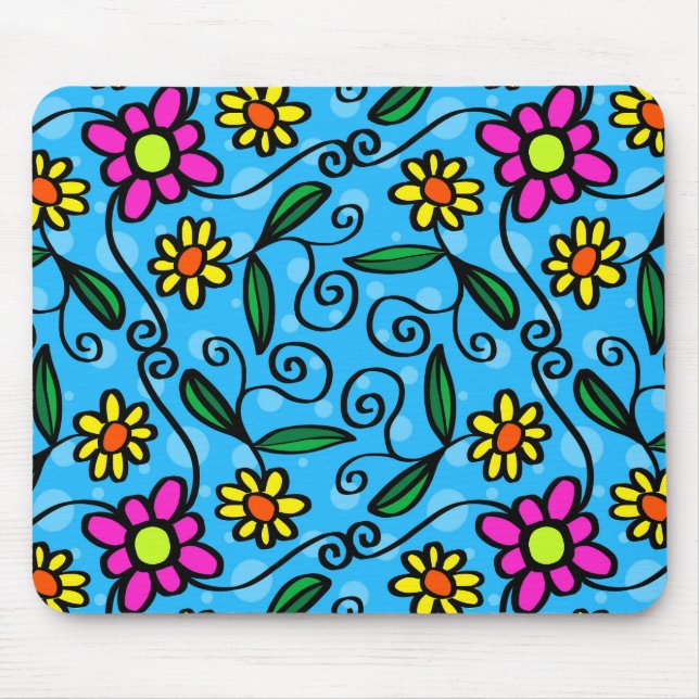 Gänseblümchen, Blume mit blauem Hintergrund Mousepad (Vorne)
