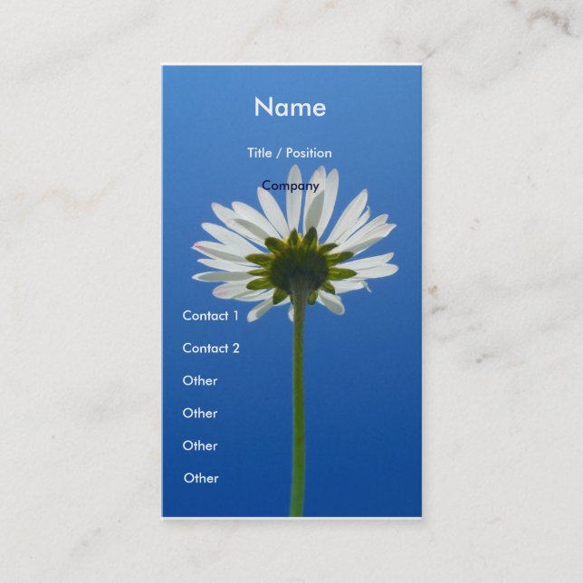 Gänseblümchen-Blumen-Geschäfts-Kartenvertikale Visitenkarte (Vorderseite)