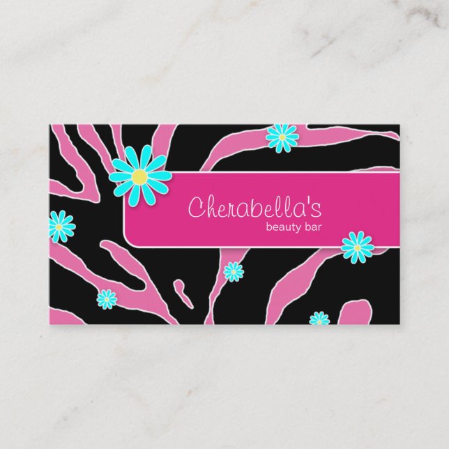 Gänseblümchen-Blumen-Geschäfts-Kartezebra-Rosa PB Visitenkarte (Vorderseite)