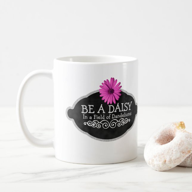 Gänseblümchen-Blumen-Girly Inspirational Kaffeetasse (Mit Donut)