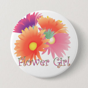 Gänseblümchen-Blumen-Mädchen-Hochzeits-Knopf KR Button