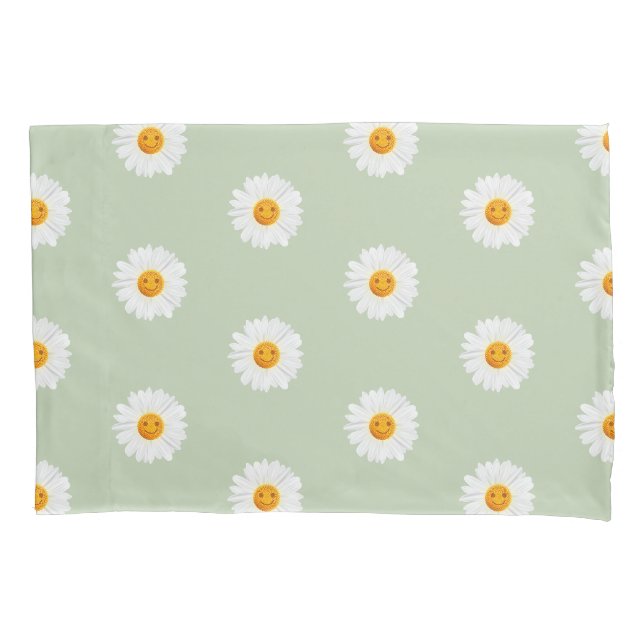 Gänseblümchen-Blumen-Smiley Kissenbezug (Vorderseite)