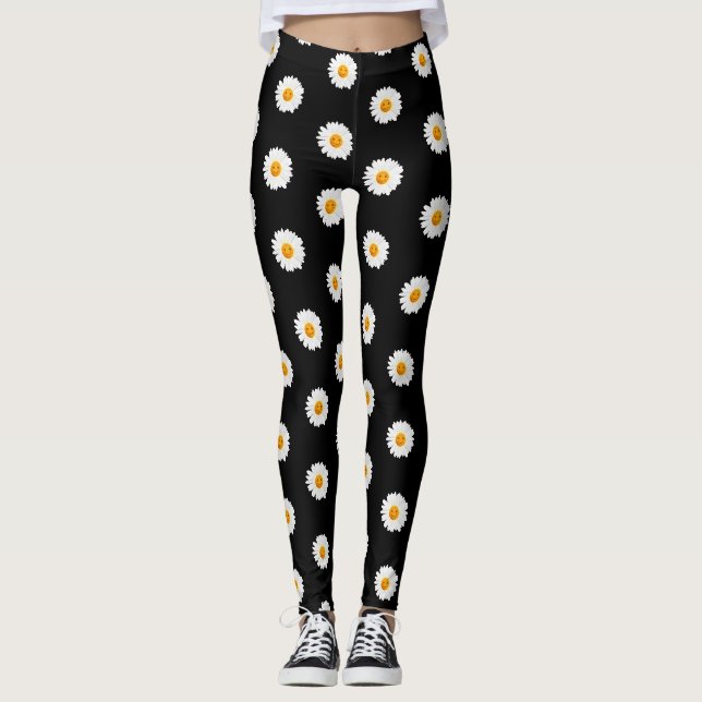 Gänseblümchen-Blumen-Smiley Leggings (Vorderseite)