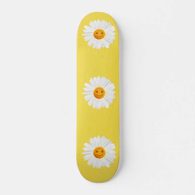 Gänseblümchen-Blumen-Smiley Skateboard (Vorne)