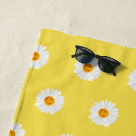 Gänseblümchen-Blumen-Smiley Strandtuch