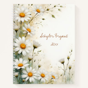 Gänseblümchen-Blumen-Spiral-Journal Botanisch Früh Notizbuch