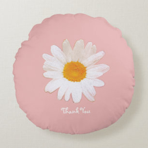 Gänseblümchen-Blumen-Tasse – Sommerliche botanisch Rundes Kissen