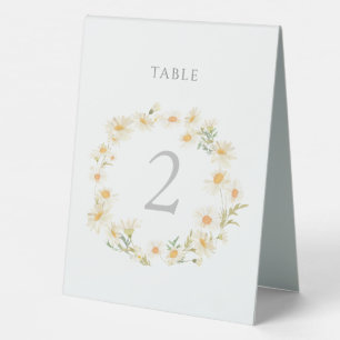 Gänseblümchen-Blumenkranz-Tisch-Nummernschild Tischaufsteller