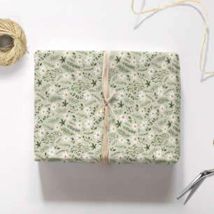 Gänseblümchen-Blüten-Minze-Blumen-  Geschenkpapier
