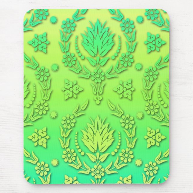Gänseblümchen-Damast, SCHALTER OBEN Mousepad (Vorne)
