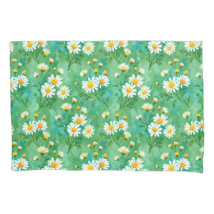 Gänseblümchen flüstern – Aquarell-Wiesen-Muster Kissenbezug