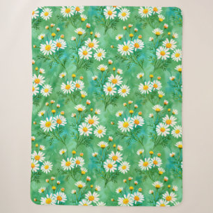 Gänseblümchen flüstern – Aquarell-Wiesen-Muster Sherpadecke