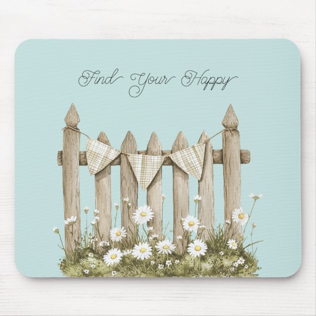 Gänseblümchen-Garten-Zaun Mousepad (Vorne)