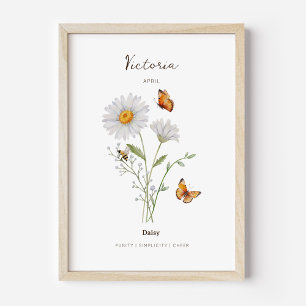 Gänseblümchen-Geburtsmonats-Blumenposter Poster
