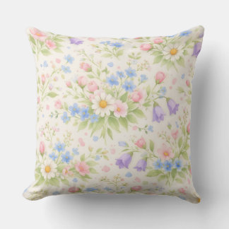 Gänseblümchen, Glockenblume und Blaue Blüten Botan Kissen