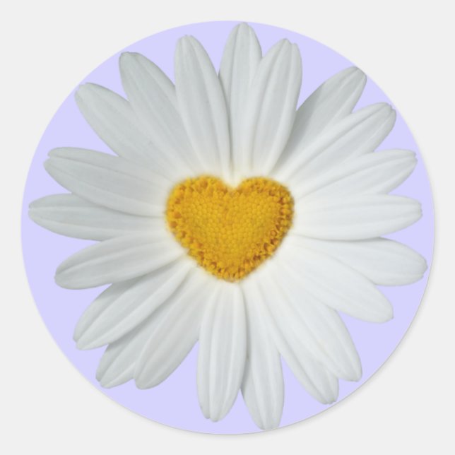 Gänseblümchen-Herz Runder Aufkleber (Vorderseite)
