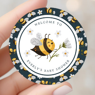 Gänseblümchen Hummel Biene Baby Shower Runder Aufkleber