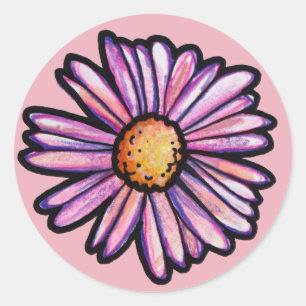 Gänseblümchen Illustration Runder Aufkleber