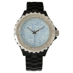 Gänseblümchen in weiß und blau auf Meeresglas Armbanduhr