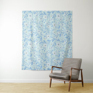 Gänseblümchen in weiß und blau auf Meeresglas Wandteppich