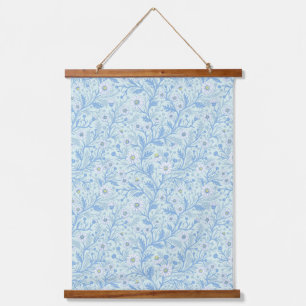 Gänseblümchen in weiß und blau auf Meeresglas Wandteppich Mit Holzrahmen