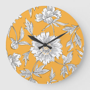 Gänseblümchen-Köpfe: Sommerliche Blumenlinie. Große Wanduhr