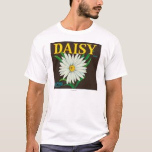 Gänseblümchen-Marken-Zitrusfrucht-Kisten-Aufkleb T-Shirt