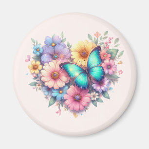 Gänseblümchen mit einem schönen Schmetterling Magnet