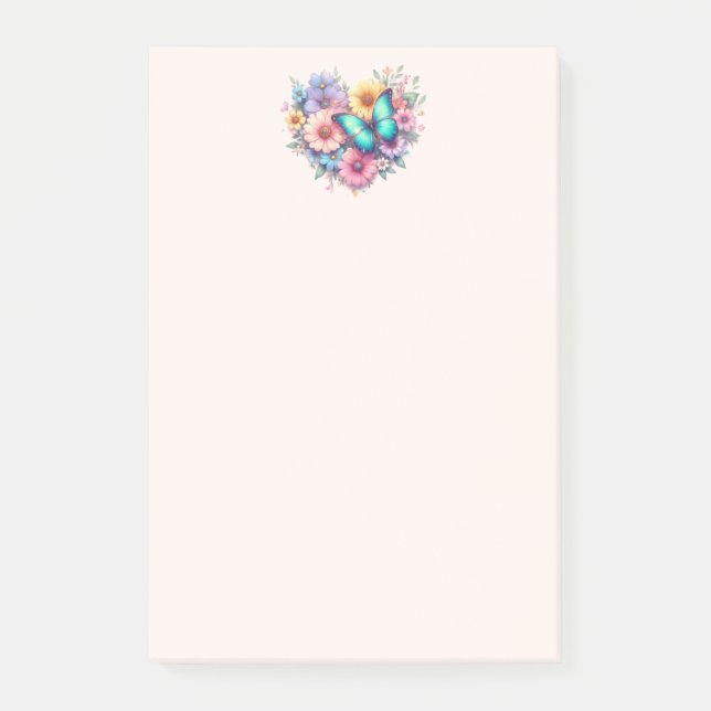 Gänseblümchen mit einem schönen Schmetterling Post-it Klebezettel (Vorderseite)