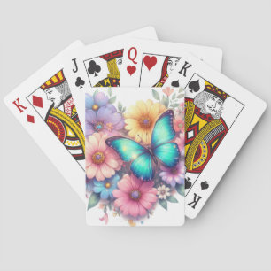 Gänseblümchen mit einem schönen Schmetterling Spielkarten