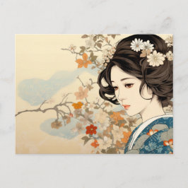 Gänseblümchen Mode Ukiyo-e-Kunststil Postkarte