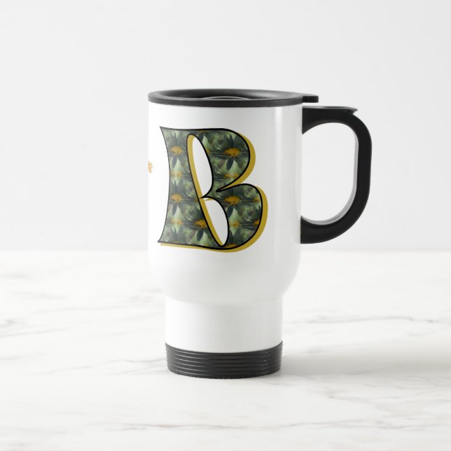Gänseblümchen-Monogramm Anfangsbuchstabe B Persona Reisebecher (Rechts)