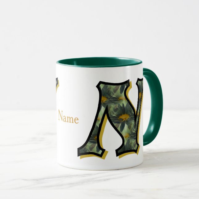 Gänseblümchen-Monogramm Anfangsbuchstabe N Persona Tasse (VorderseiteRechts)